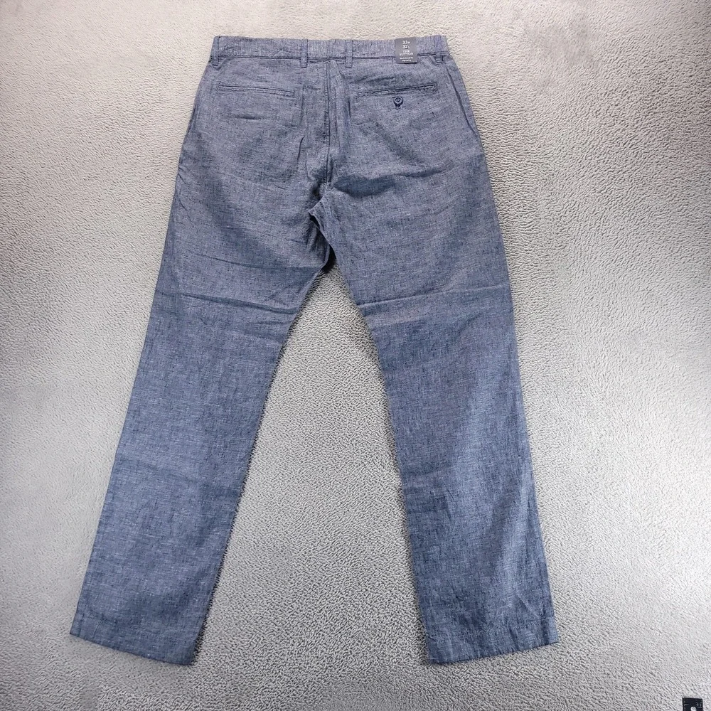 J.CREW Pants Mens 33x32 Blue The Sutton Slim Linen Cotton Chambray Chino F0573